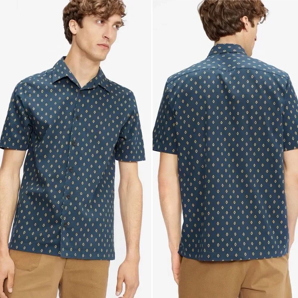 TED BAKER LONDON Navy Blue Geometric Pattern Ginton Shirt-3/M